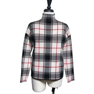 Tahari Plaid Moc Turtleneck Long Cleeve Sweater Size Small